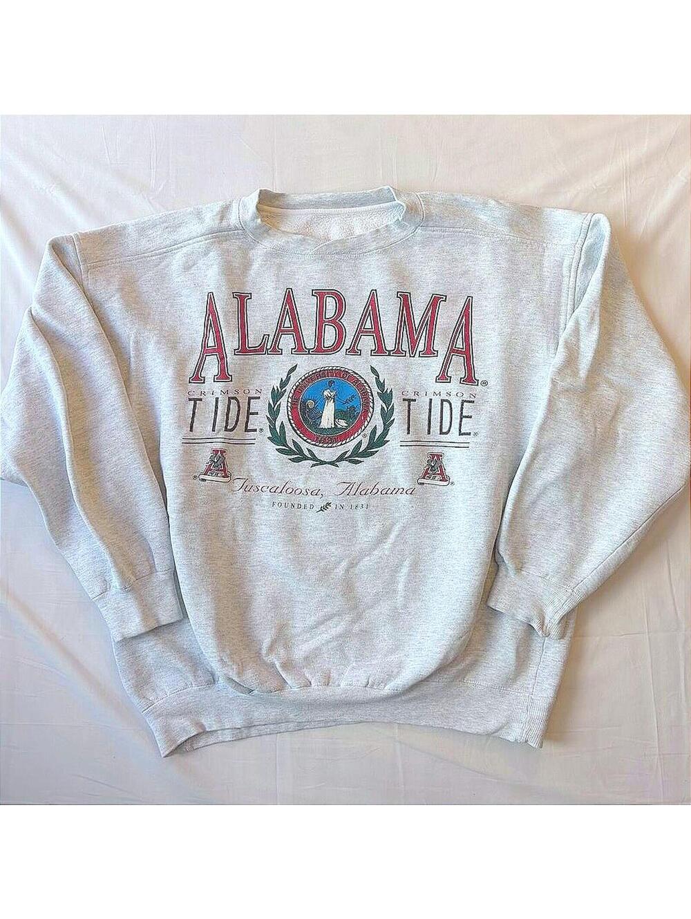 VTG 80s University of Alabama Crimson Tide Sweatshirt Tuscaloosa Seal Crest XXL